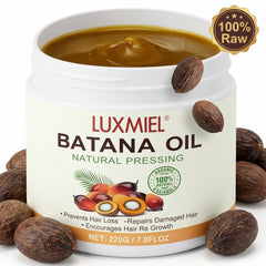Luxmiel Batana Oil label details highlighting origin and cold-pressed method
