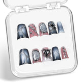 Handmade press on nails with 3D steel ball and heart embossing for elegant events.