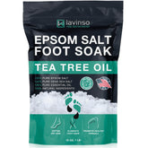 LV LAVINSO Tea Tree Oil Foot Soak in tub for spa-like cleansing.