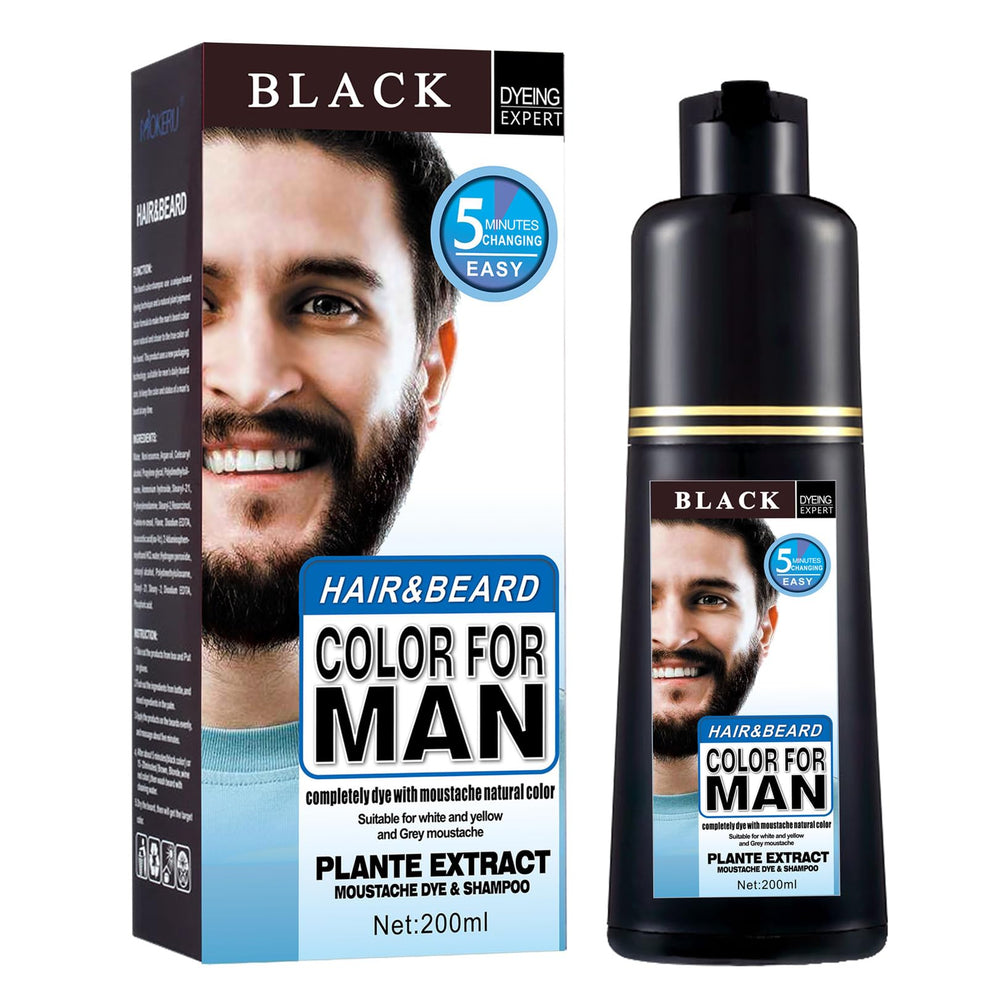 Lymznus beard dye shampoo applies to gray beard for quick natural coverage