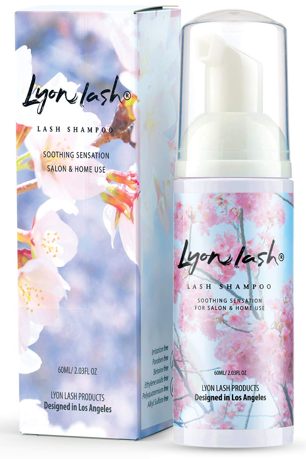 Lyon Lash Eyelash Extension Shampoo bottle showing gentle cleansing and bond protection.