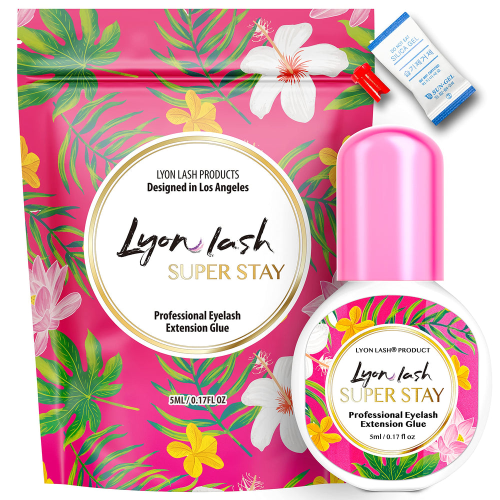 Lyon Lash Super Stay bottle closeup shows compact 5ml packaging for professionals.