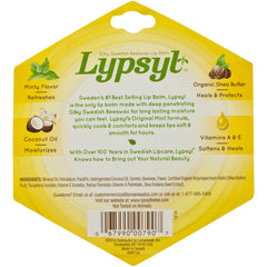 Lypsyl Intense Protection Original Mint lip balm packaging emphasizes vegan and cruelty-free appeal.