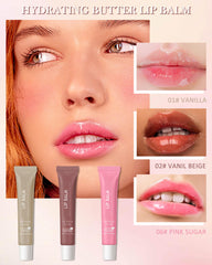 LYSdefeu Butter Tinted Lip Balm Pink Sugar gloss closeup with soft shine.