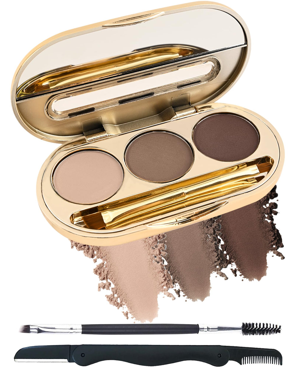 LYSdefeu eyebrow powder kit with three-color palette for natural brows and shade matching.