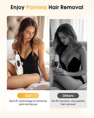 LYSMOSKI IPL device bikini-area mode targets light hairs near sensitive skin.
