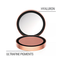 M. Asam Magic Finish Satin Blush Desert Bloom on-cheek swatch showing soft pigment blend.