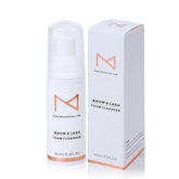 M foam cleanser bottle closeup for gentle lash and brow cleansing