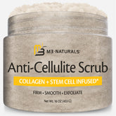 M3 Naturals anti-cellulite scrub jar for smoother, more even-looking skin