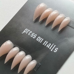 MABKJLF nude glossy finish press-on nails for versatile day-to-night looks.