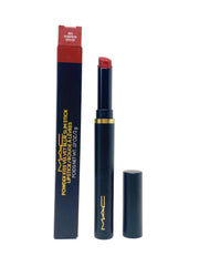 MAC Powder Kiss Velvet Blur Slim Stick Lipstick in Pumpkin Spiced swatch showing bold, long-wearing color
