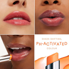 MAC Glow Play Tendertalk Lip Balm Oops application shot shows smooth texture and color hint.