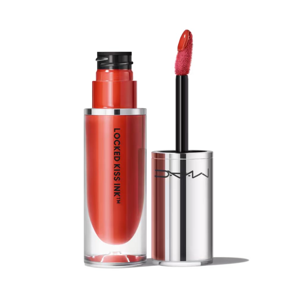 MAC Locked Kiss Ink 24HR Lipcolour in 92 Brazen delivers long-lasting terracotta color with precise application.
