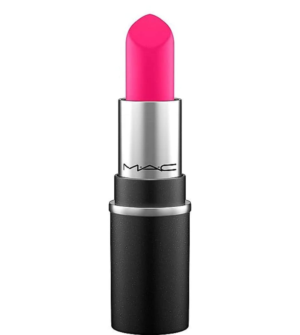MAC Candy Yum-Yum matte lipstick unboxed showing bold pink color for statement look