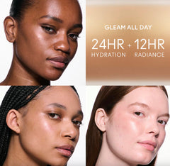 MAC Skinfinish Lightstruck Double Gleam blended with foundation for luminous all-over glow.