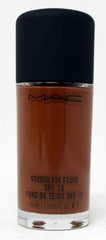 Mac Studio Fix Fluid bottle with pump option for easy, even wear.