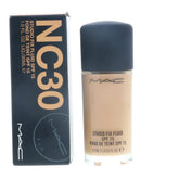 MAC Studio Fix Foundation NC30 bottle with SPF 15 for oil-free, natural matte wear.