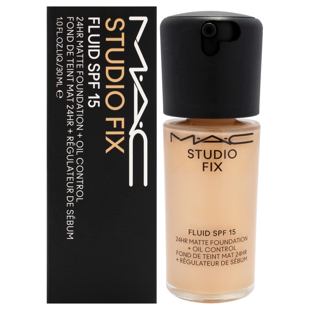 MAC Studio Fix Fluid SPF15 bottle front view highlights matte finish potential
