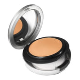 MAC Studio Fix Tech Cream to Powder Foundation NC25 bottle close-up for natural coverage.