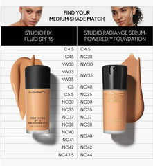 MAC Studio Radiance Foundation NC42 glow layer shows luminous finish