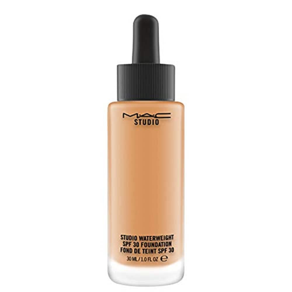 MAC Studio Waterweight SPF 30 foundation bottle front view NC45 shade for lightweight coverage.