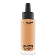 MAC Studio Waterweight SPF 30 foundation bottle front view NC45 shade for lightweight coverage.