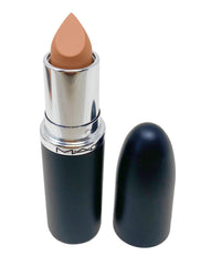 MAC Ximal Sleek Satin Lipstick 837 Peachstock applying glide demonstrates smooth texture.