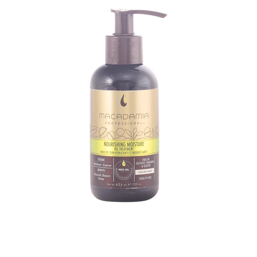 Macadamia Professional Nourishing Repair Oil Treatment bottle pour for silky, protected hair color and frizz control