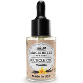 Maccibelle Cuticle Oil bottle close-up with honey glow for dry cuticle care.