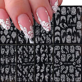 Macute 5D embossed flower nail stickers texture for elegant wedding nails