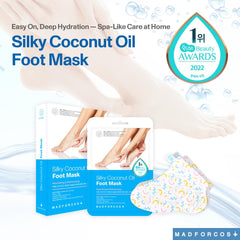MADFORCOS coconut oil booties applying to soften dry feet