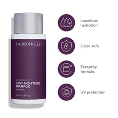 Colorsolve daily moisture shampoo lather close-up shows gentle cleansing preserving moisture and color.