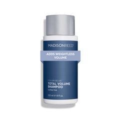 Madison Reed ColorSolve Weightless Volume Shampoo bottle pour showing root lift for fine hair