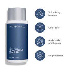 Madison Reed ColorSolve Weightless Volume Shampoo rich lather cleanses gently without weighing hair