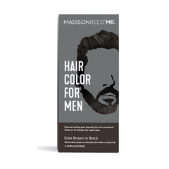 Madison Reed Mr. Hair Color for Men packaging shows dark brown to black dye for gray blending.