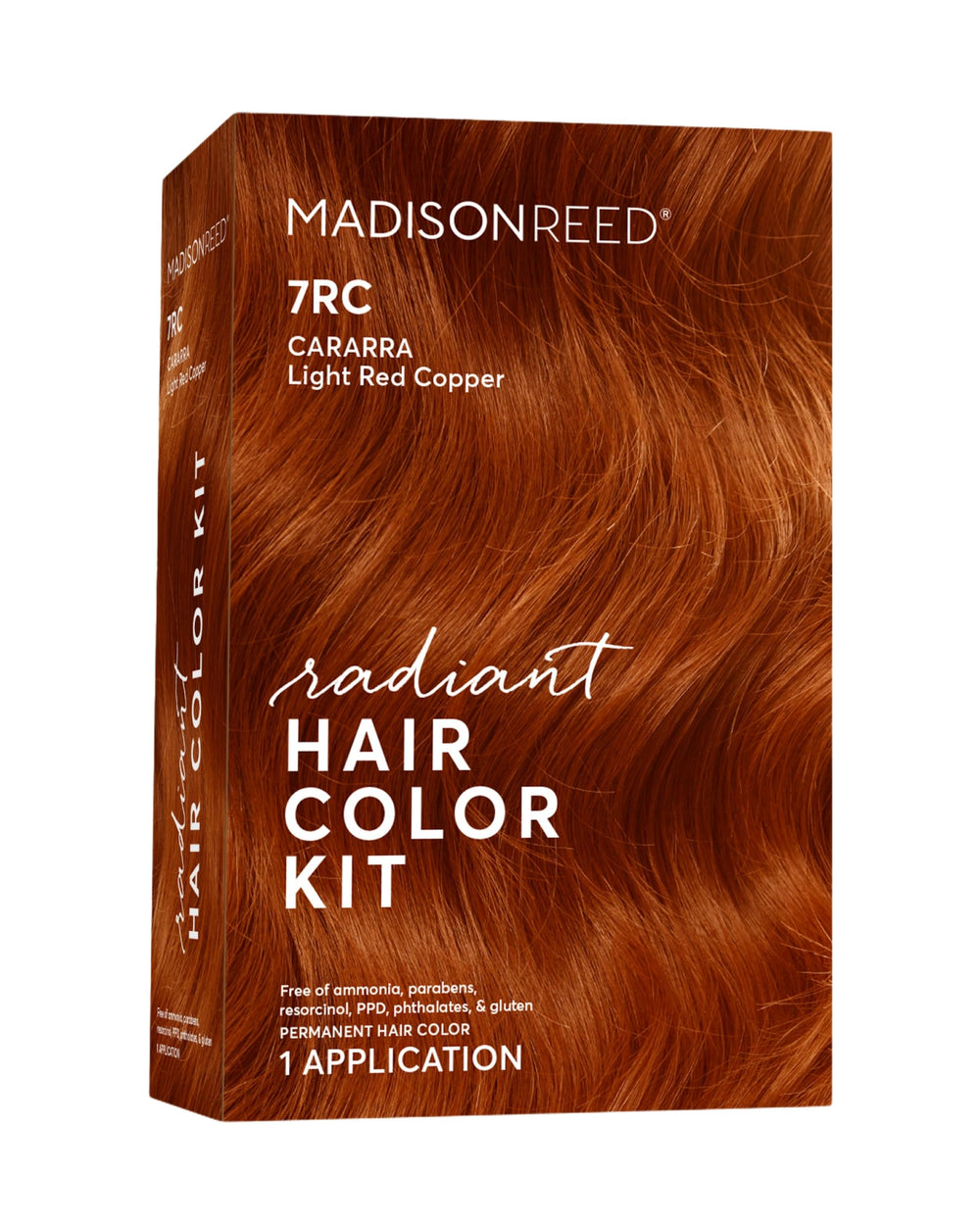 Madison Reed Radiant Color Kit bottle pour for bold ginger red shade.