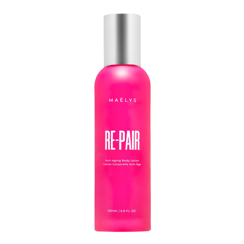 MAELYS RE-PAIR bottle pump close-up for easy daily application and smooth skin.