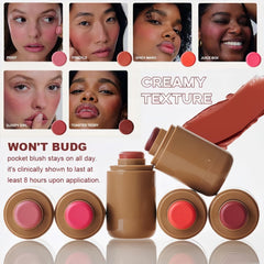 MAEPEOR Matte Blush Stick shows buildable pigmentation
