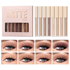 MAEPEOR matte liquid eyeshadow eight-color swatch for everyday looks