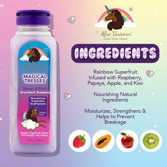 MAGICAL TRESSES Afro Unicorn Shampoo foamy lather demonstrates easy cleansing for textured hair