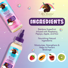 Magical Tresses Bye Bye Dry Scalp Serum being applied to scalp for moisture.