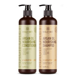 MagiForet argan oil shampoo bottle highlights shine and detangling.