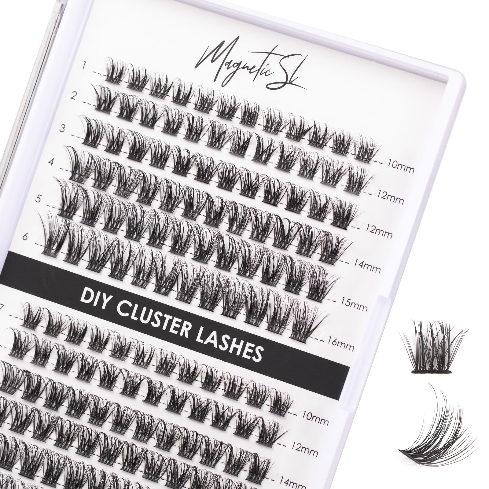Magnetic SL lash clusters tray 144pcs for easy at-home DIY lash application.