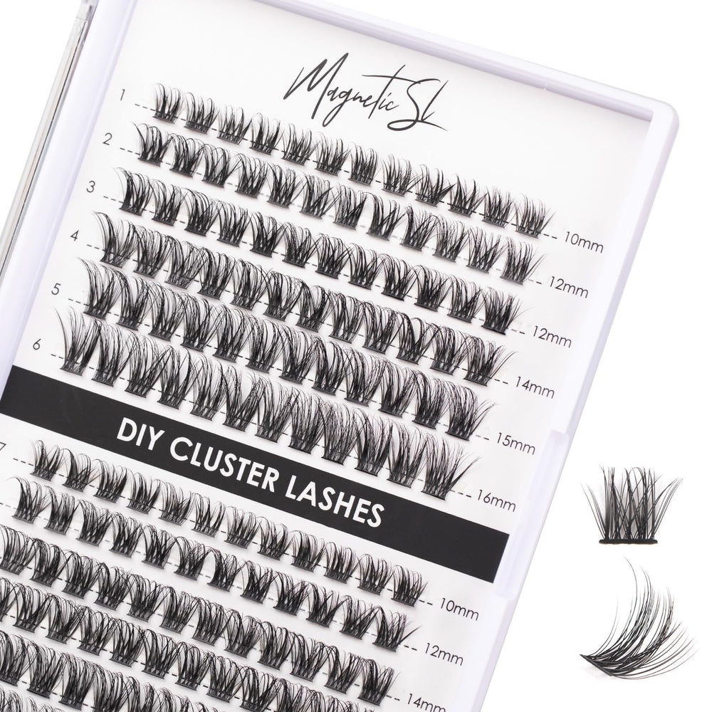 Magnetic SL lash clusters tray 144pcs for easy at-home DIY lash application.