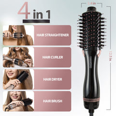Magnifeko round hair dryer brush shows nylon pins and tufted bristles for detangling and lift.