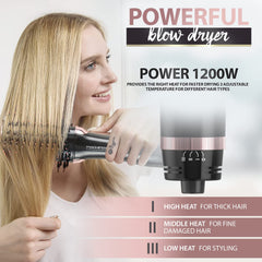 Magnifeko round hair dryer brush dries hair efficiently with even heat distribution.