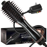 Magnifeko round hair dryer brush in action for quick styling and shine.