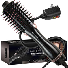 Magnifeko round hair dryer brush in action for quick styling and shine.