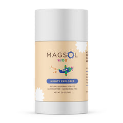 MagSol Organics Mighty Explorer deodorant 2-6oz packaging showcases aluminum-free, skin-friendly care.