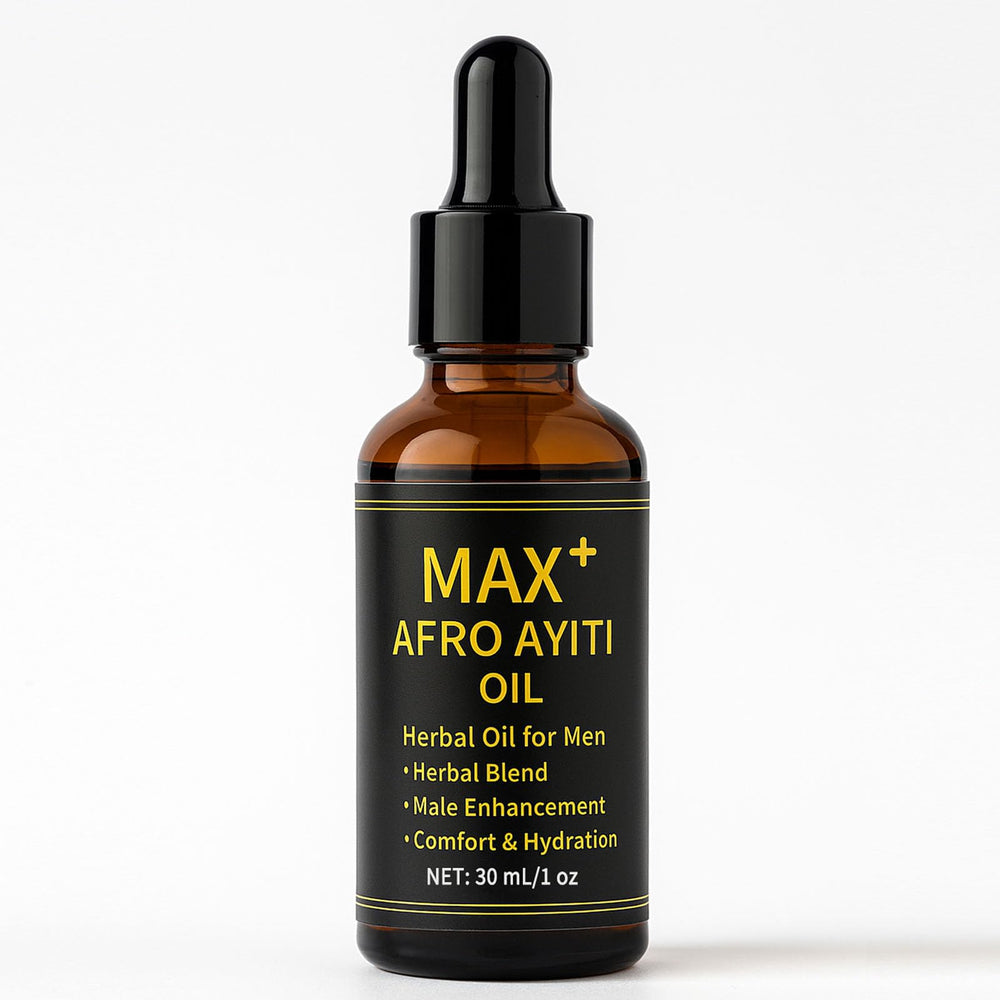 Maidlure Max+ Afro Ayiti Oil bottle pour, smooth absorption for refreshed skin.